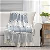 Lush Decor Coperta a spina di pesce in cotone tinto in filo, 152,4 x 127 cm, blu navy