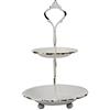 Stonebriar Vassoio portagioie a 2 ripiani con manico attaccato, metallo, colore bianco sporco, 23,4 x 14,5 cm
