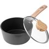 VEVOR Casseruola Antiaderente da 1,42 L con Coperchio in Vetro Temperato, Pentola per Zuppa Verdure Salsa con Manico Rimovibile, Casseruola in Lega di Alluminio, Nera