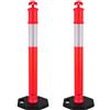VEVOR Set di Paletto Delimitatore del Traffico φ375 x 1140 mm con Base Zavorrata Strisce Riflettenti, Paletti Stradali di Segnalazione per Controllo della Folla, 2 pezzi, Rosso