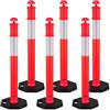 VEVOR Set di Paletto Delimitatore del Traffico φ375 x 1140 mm con Base Zavorrata Strisce Riflettenti, Paletti Stradali di Segnalazione per Controllo della Folla, 6 pezzi, Rosso