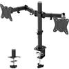 GRIFEMA Braccio Monitor Doppio - Supporto Monitor da Scrivania per 2 Schermi LCD/LED da 13-27'' Pollici, Regolabile, Rotazione a 360°, Max. Peso 10 kg per Braccio, VESA 75/100 MM, GB2001A-2, Nero