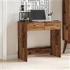 ULUYYUC Scrivania Piccola Salvaspazio in Truciolato Legno Antico con 2 Cassetti 80x40x75 cm Design Compatto per Ufficio Studio Bambini o Spazio Angolare