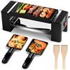 HengBO Raclette 2 Persone 350W - Raclette Grill con Rivestimento Antiaderente, 2 Mini Padelle di Cottura & 2 Spatole in Legno, Adatto Per Coppie o Famiglie 2 personen