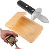 Shitafe Morsetto per Sgusciare Ostriche, Shucker di Ostriche in Legno, Kit Apertura Ostriche Sicura con Coltello da Ostrica, Strumenti Portatili per Frutti Mare, Supporto per Ostriche in Legno