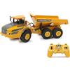 Jamara 405056 - Autocarro ribaltabile Volvo A40G 1:20 2,4 GHz, sterzo fedele all'originale, inclinabile su/giù, suono del motore realistico (disattivabile), modalità demo, 2 ruote motrici, modalità