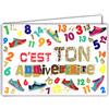 Afie 69-5111 - Biglietto d'auguri "C'est TON Annivers", oro lucido, 1, 2, 3, 4, 5, 6, 7, 8, 9, 10, 11, 12, 13, 14 anni, colore: oro, con busta, formato biglietto chiuso 17 x 11,5 cm