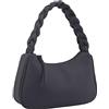 Emperia Borsa a tracolla intrecciata con manico superiore per donna, piccola borsa hobo di design alla moda, nero, Small