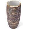 Elements 5.12x5.12x10.83 Inch Black and Gold Textured Ceramic Vase