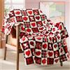 ROMROL Coperta regalo, coperta per San Valentino, regalo per mamma, moglie, motivo rosso, per divano o letto, coperta decorativa a quadri, coperta di lusso in flanella, super comoda e confortevole, regalo