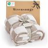 WRENSONGE Coperta a scacchi, in microfibra color tortora, morbida, accogliente, calda, fatta a mano, per divano, sedia, letto, campeggio, picnic, viaggi, coperta leggera - 127 x 178 cm