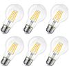 LVWIT Lampadine a Filamento LED E27, 4W Equivalenti a 40W, 470LM, 2700K, Luce Bianca Calda, A60, Consumo Basso, Risparmio Energetico, Non Dimmerabile, Confezione a 6 Pezzi.