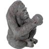 DRW Figura di un gorilla con un teschio di resina in grigio 39x33x44cm