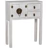 DRW Tavolo di Ingresso con 2 cassetti e 2 Ante in Legno MDF Bianco decape 63x26x82cm