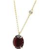ANEMONE JEWELRY Lunga Collana Ovale in Oro con Granato - Accento di Zirconia Cubica - Pietra di Nascita di Gennaio Personalizzata - Collana a Catena in Oro da Sposa