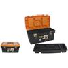 DRW Scatola strumenti chiusura metallica 3 livelli con vassoio nero e arancione 48,5 x 26,5 x 24 cm