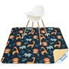Unicorn Castle Tappetino Seggiolone Bambini 107x117cm, Unicorn Castle Tappeto Impermeabile Lavabile Antiscivolo, Splash Mat Pieghevole Portatile per Svezzamento e Protezione del Pavimento,Dark Blue Giraffe