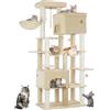 Hzuaneri Albero Gatto 200 cm Extra Large, Tiragraffi con 2 Cucce e 10 Sisal, Torre Resistente per Gatti Grandi Maine Coon, Include 2 Amache, Beige MS20018YL