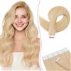 SEGO Pro Extension Capelli Veri Biadesivo 20pz 25cm #24 Biondo Naturale Extension Biadesive Capelli Veri Lisci Remy Tape in Human Hair Extension (20g)
