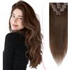 SEGO Pro Extension Capelli Veri Clip 20cm #4 Marrone Medio 8 Fasce Singole 100% Remy Human Hair Extension Naturali Lisci Invisibili (45g)