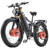 VLFINA S600 Mountain Bike elettrica per adulti a sospensione totale, batteria rimovibile 48V17.5AH, bicicletta elettrica da 26 pollici 3.0 Fat Tire a 7 velocità, doppio motore ebike