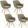 MEUBLE COSY Set di 4 Sedie da Pranzo Girevole a 360° Poltrona da Toelette Imbottite con Schienale e Braccioli per soggiorno cucina ufficio in Tessuto Gambe in Legno, Verde