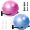 TIMCORR 2 paia di supporti per palline mediche, supporto da parete per palla da yoga, palla da fitness, garage, scala da garage, scaffale da parete in alluminio nero moderno