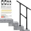 OUUTMEE Corrimano per gradini esterni, in ferro battuto per scale Fit 1-2 gradini, ringhiera regolabile Porch, ponte corrimano, interno scale, ringhiere per gradini concreti o scale in legno
