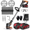 Babruaei Tagliaerba con batteria 3 in 1, tagliaerba elettrico e decespugliatore, regolabile (batteria 2 x 4,0 A e caricatore rapido), con 3 tipi di lame per taglio prato, giardino, cortile (nero)