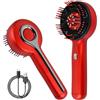 Fangehong Spazzola Massaggiante Cuoio Capelluto, 3 in 1 Spazzola Elettrica per Capelli con Applicatore Olio per Capelli 3ml, Pettine da Massaggio con Luce Rossa, Impermeabile IP7, 3 Modalità Funzionali (Rosso)
