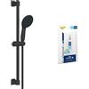 GROHE Vitalio Start 110 QuickFix & QuickGlue S - Set doccia (doccetta rotonda da 11 cm, 2 getti, flessibile doccia 1,75 m, asta doccia da 60 cm, facile da montare), nero opaco, 279482431