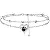 Yinsen Bracciale Zampa di Cane Donna Argento 925 Collana Doppia Catena con Confezione Regalo