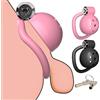 SeLgurFos Gabbia di castità uomo con 5 anelli curvi di diverse dimensioni, piccola gabbia per il pene con chiusura one-touch per un facile bloccaggio, gabbia per il cazzo SM bondage slave sex toys (Pink)