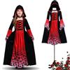 FFTANXS Costume Vampira Bambina,Vestito Vampira Bambina Gotico con Collana,Costume Vampiro Bambino di Halloween per Carnevale Cosplay Feste a Tema-L (10-12 anni)