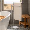 KES - Portasciugamani autoportante senza oscillazioni con base ponderata in marmo naturale, supporto portasciugamani a 2 livelli per pavimento del bagno, design costante aggiornato, acciaio