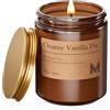 M&SENSE Candele alla Soia 200g, Torta Cremosa Vaniglia, 35H Combustione, Naturale Candela Non Tossico, Vetro Marrone Vintage, Mano Colata per Aromaterapia Relax, Regalo di Lusso Mamma