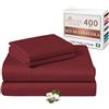 Pizuna Linens Pizuna Set lenzuola letto super king Cotone 180x200 cm Rosso 400 fili 4Pz | Set lenzuola Super King 100% cotone a fiocco lungo, 180x200 cm, colore Rio Rosso, 400 fili - angoli, sopra, 2 federe