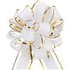 QUARKZMAN 5pz 4 Fiocchi Regalo Grandi Dorato, Fiocchi Regalo per Auto Organza Nastro per Cestini per Auto Nuziali Regali Fiocco Natale, Bianco