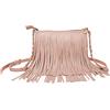 Solene Fransen Crossbody Borsa a tracolla con cinghia, borsa messenger con nappa, stile country western frange portafoglio da donna, rose pink, M