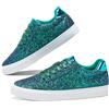 Jeekopeg Glitter Sparkly Moda Sneakers Scarpe Lucido Casual Scarpe Bling Paillettes Concerto Basso Taglio Pizzo Scarpe, Glitter Verde., 8 Women/6.5 Men