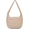 GRPKSSIB Borsa a tracolla trapuntata da donna, borsa tote imbottita di grande capacità, borsa hobo leggera in nylon imbottito, Cachi, Large