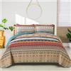 WONGS BEDDING Set di biancheria da letto per letto king size, motivo bohémien, blu e marrone, copriletto in microfibra leggera, per tutte le stagioni, 261,6 x 228,6 cm (3 pezzi)