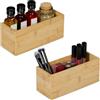 Relaxdays 2 Organizer da Scrivania, Contenitori Portaoggetti, Box Porta Cosmetici Bagno, 9,5x23x9 cm, bambù, Naturale