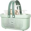 JiatuA Cesto portaoggetti in plastica con manico per bagno, cucina, dormitorio, camera da letto (grande, verde)