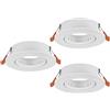 Eglo Barranco - Set da 3 faretti incasso, rotondi, orientabili, senza lampadine, soffitto in plastica colore bianco, attacco GU10, diametro di 9 cm