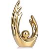 LCCCK Statuetta in ceramica, decorazione estetica della stanza alta 30,5 cm color oro giallo, supporto TV, centrotavola, arte astratta, per soggiorno, libreria, oggetto decorativi, decorazione mensola