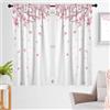 zokyer Tenda da finestra rosa floreale fiori fiori di ciliegio arte bianca piante botaniche rustiche rustiche fattoria 106,7 cm di larghezza x 160 cm di lunghezza set di tende per soggiorno, camera da