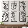 Cindeer 6 pezzi decorazione da parete in metallo nero moderna minimalista astratta donna arte estetica femminile scultura da parete disegno appeso arte minimalista decorazione per cucina camera da letto bagno