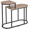 DRW Tavolino ausiliario in PB e Metallo in Naturale e Nero, Multicolore, Medidas: 60x30x76 cm
