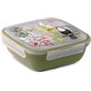 Snips Fresh Lunch Box Quadrato 1,50 L, Porta Pranzo con Vassoio a 2 Scomparti, Posate e Contenitore per Condimenti, 4 Chiusure di Sicurezza, Decoro Tucano, Made in Italy